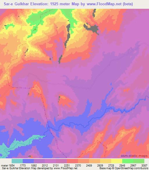 Sar-e Gulkhar,Afghanistan Elevation Map