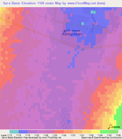 Sar-e Bazar,Afghanistan Elevation Map