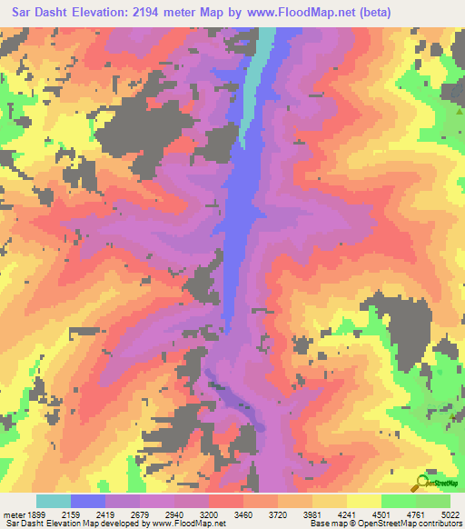 Sar Dasht,Afghanistan Elevation Map