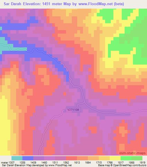 Sar Darah,Afghanistan Elevation Map