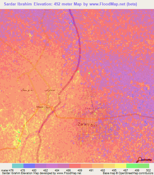 Sardar Ibrahim,Afghanistan Elevation Map