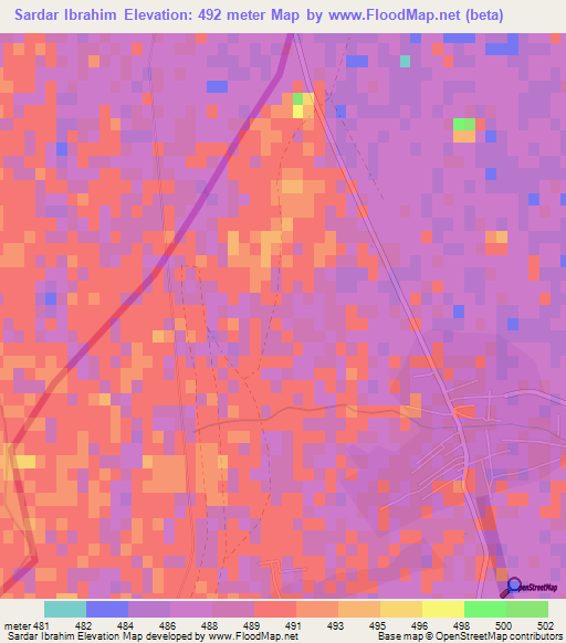 Sardar Ibrahim,Afghanistan Elevation Map