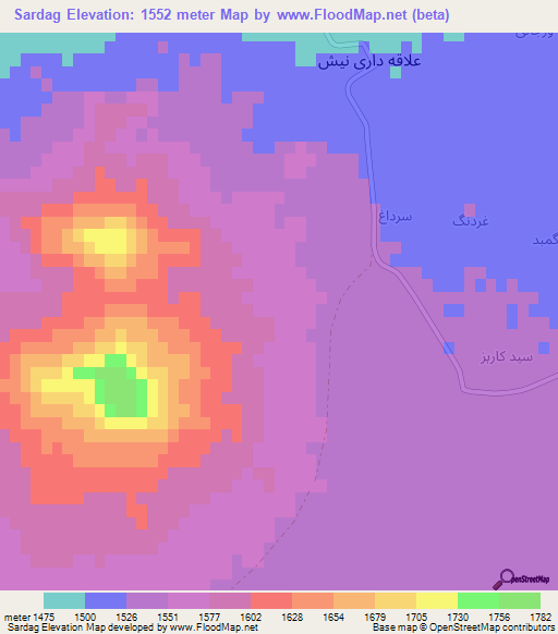Sardag,Afghanistan Elevation Map