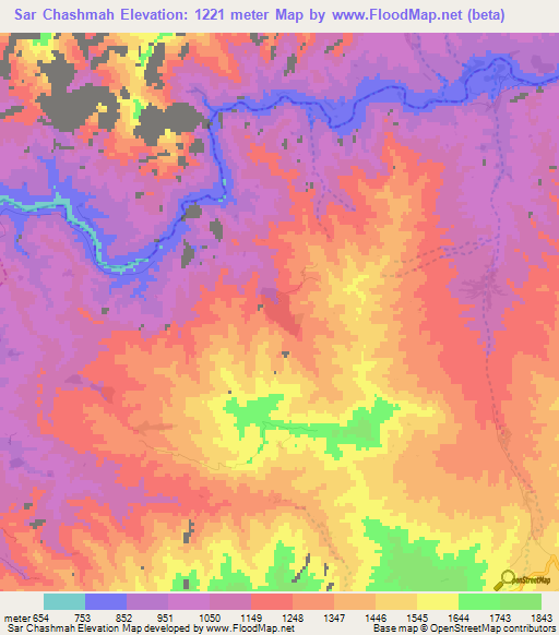 Sar Chashmah,Afghanistan Elevation Map