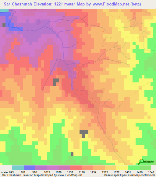Sar Chashmah,Afghanistan Elevation Map
