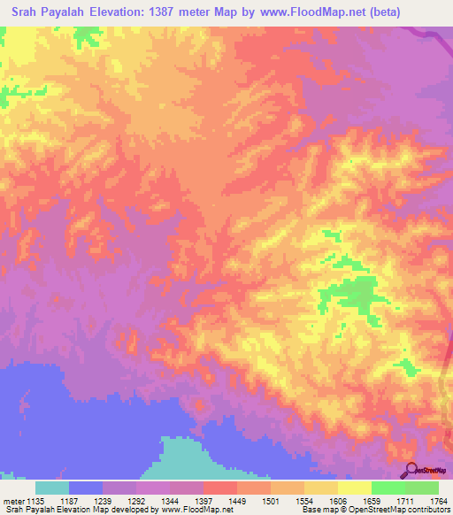 Srah Payalah,Afghanistan Elevation Map