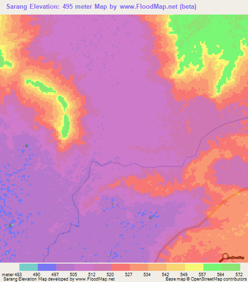 Sarang,Afghanistan Elevation Map