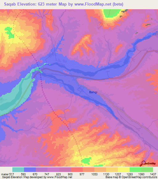 Saqab,Afghanistan Elevation Map