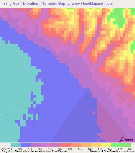 Sang Gosh,Afghanistan Elevation Map
