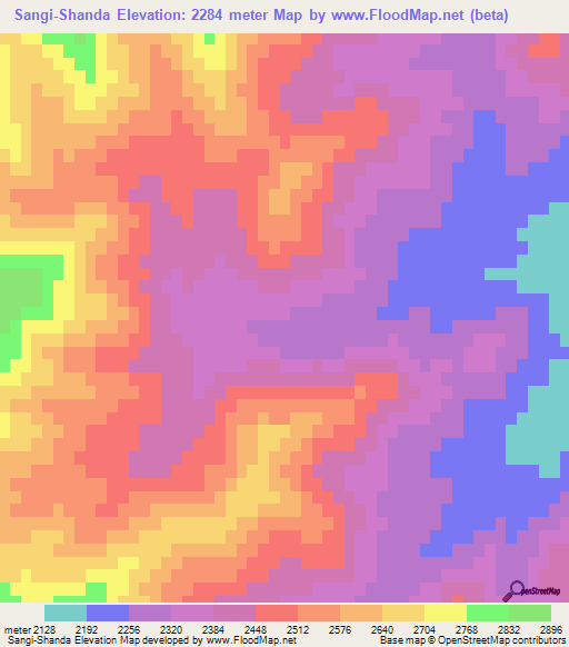 Sangi-Shanda,Afghanistan Elevation Map