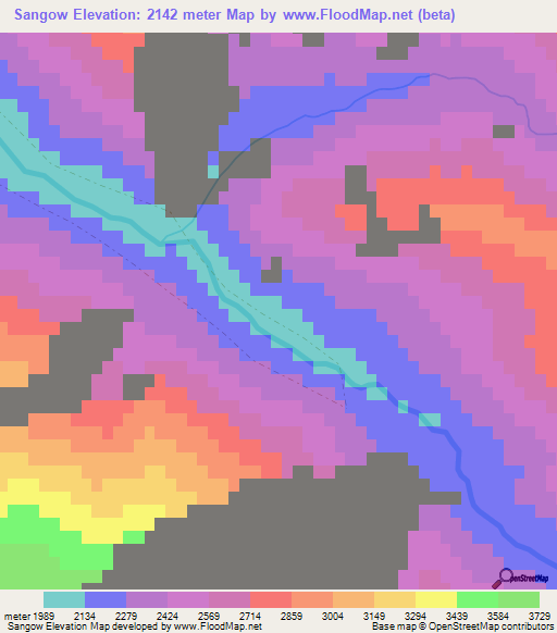 Sangow,Afghanistan Elevation Map