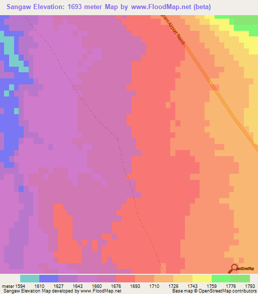 Sangaw,Afghanistan Elevation Map