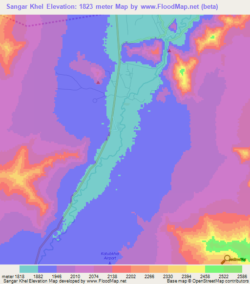 Sangar Khel,Afghanistan Elevation Map