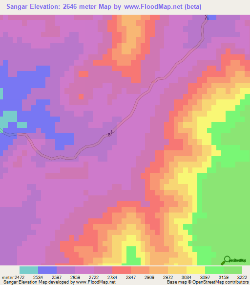 Sangar,Afghanistan Elevation Map