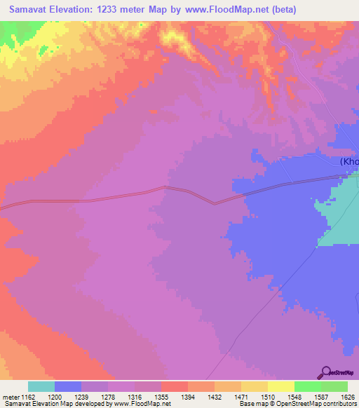 Samavat,Afghanistan Elevation Map