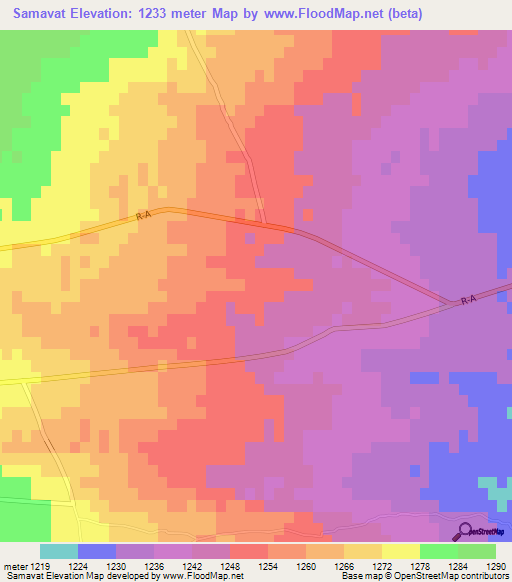 Samavat,Afghanistan Elevation Map