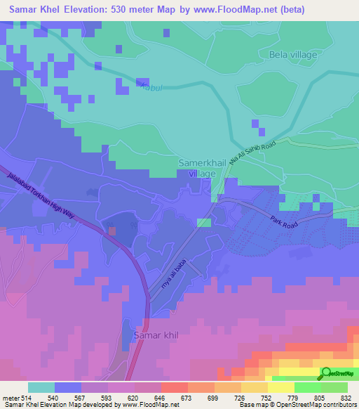 Samar Khel,Afghanistan Elevation Map