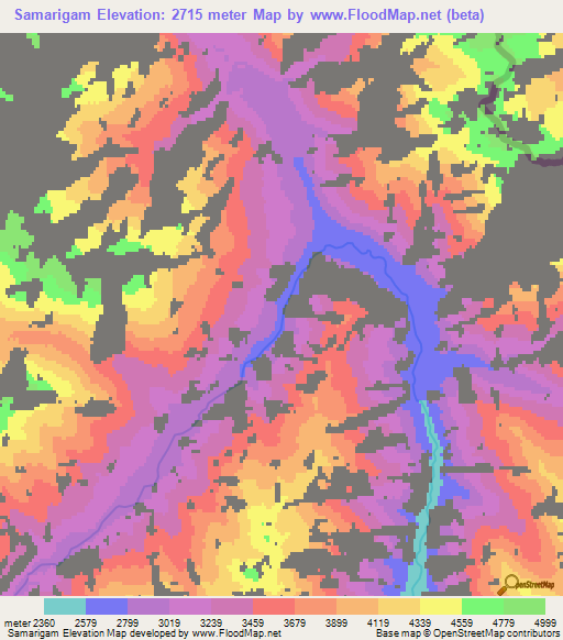 Samarigam,Afghanistan Elevation Map
