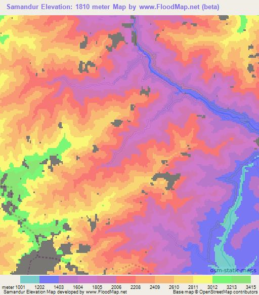 Samandur,Afghanistan Elevation Map