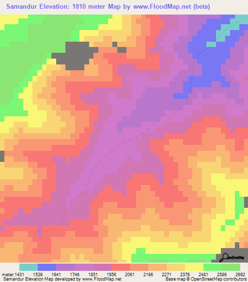 Samandur,Afghanistan Elevation Map