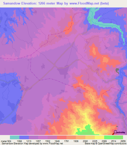 Samandow,Afghanistan Elevation Map