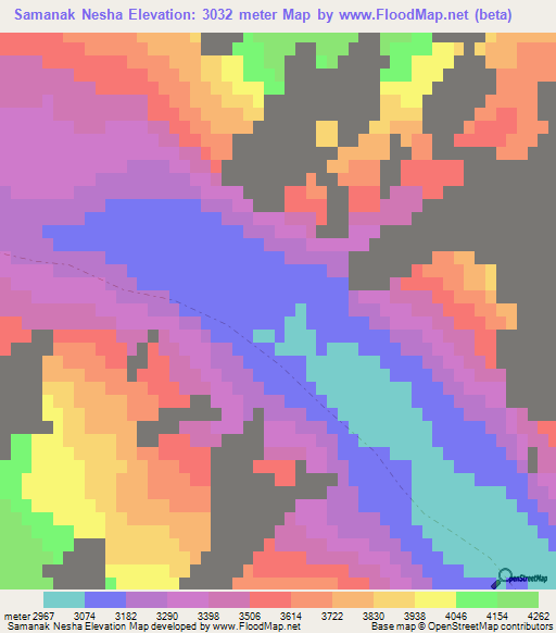 Samanak Nesha,Afghanistan Elevation Map