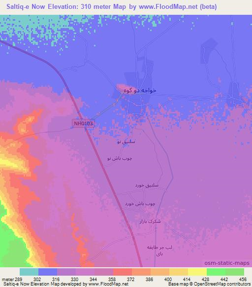 Saltiq-e Now,Afghanistan Elevation Map