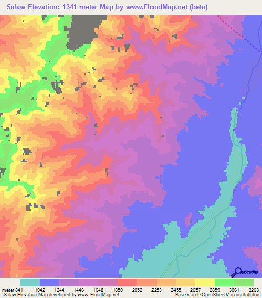 Salaw,Afghanistan Elevation Map