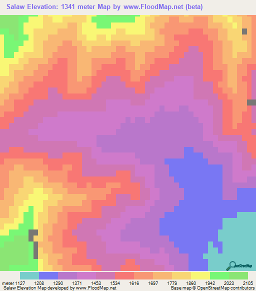 Salaw,Afghanistan Elevation Map