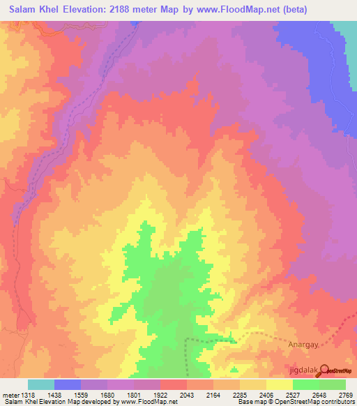 Salam Khel,Afghanistan Elevation Map
