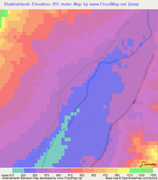 Shakhahtarah,Afghanistan Elevation Map