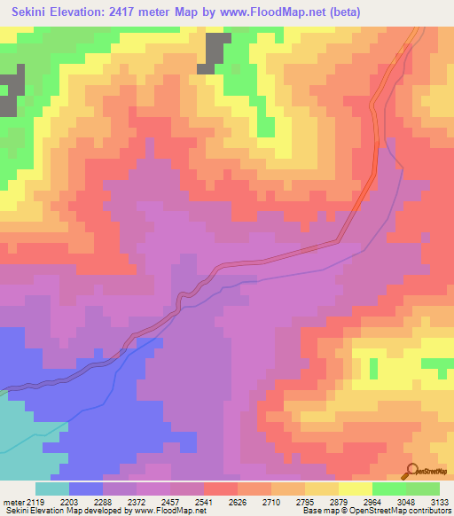 Sekini,Afghanistan Elevation Map