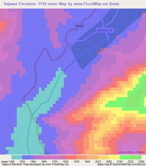Sajawul,Afghanistan Elevation Map