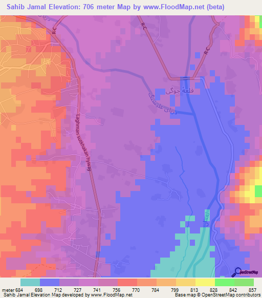 Sahib Jamal,Afghanistan Elevation Map