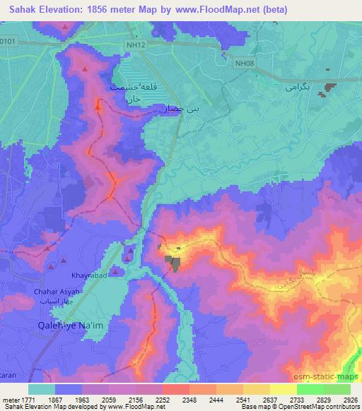 Sahak,Afghanistan Elevation Map