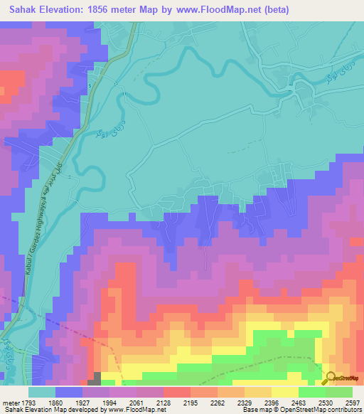 Sahak,Afghanistan Elevation Map