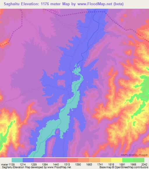 Saghaitu,Afghanistan Elevation Map