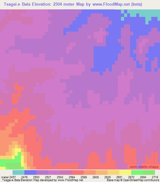 Tsagai-e Bala,Afghanistan Elevation Map