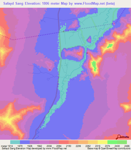 Safayd Sang,Afghanistan Elevation Map