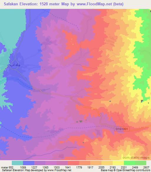 Safakan,Afghanistan Elevation Map