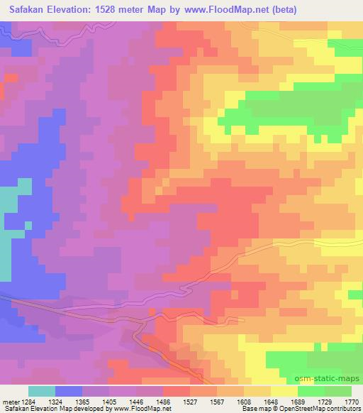 Safakan,Afghanistan Elevation Map