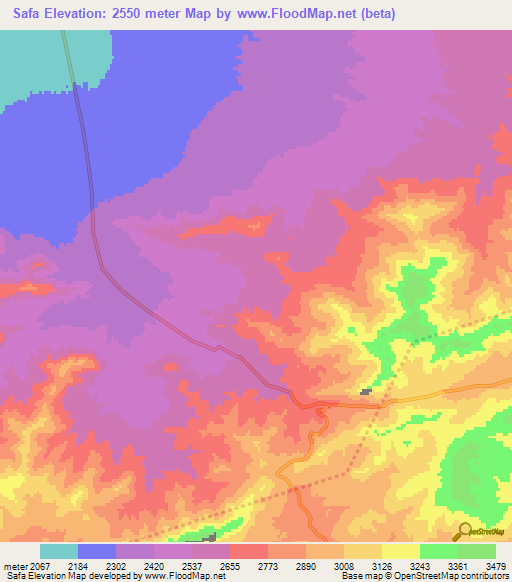Safa,Afghanistan Elevation Map