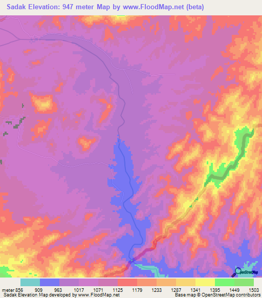 Sadak,Afghanistan Elevation Map