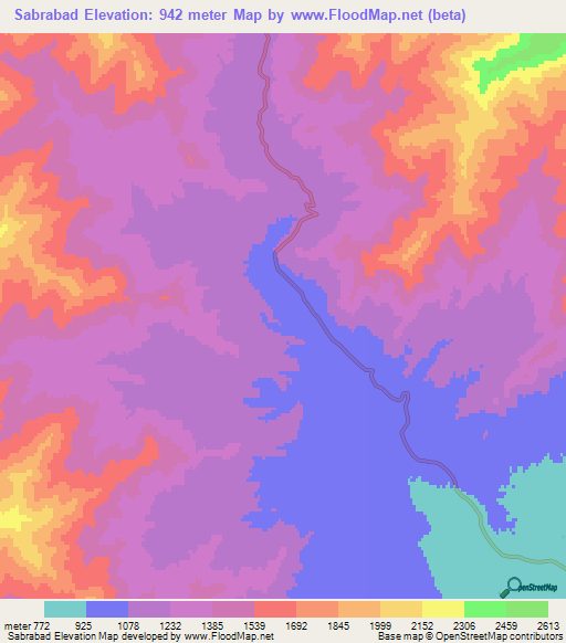 Sabrabad,Afghanistan Elevation Map