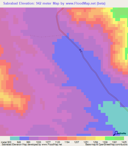 Sabrabad,Afghanistan Elevation Map