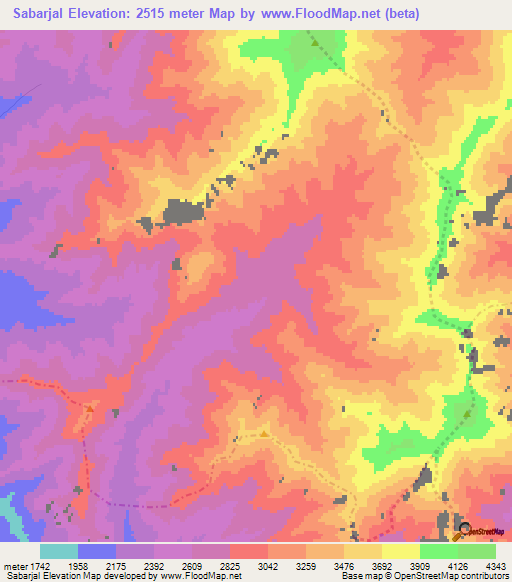 Sabarjal,Afghanistan Elevation Map