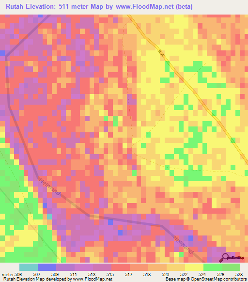 Rutah,Afghanistan Elevation Map