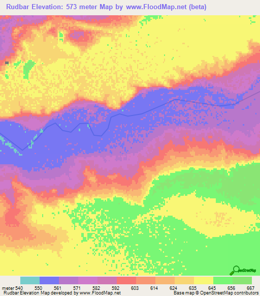 Rudbar,Afghanistan Elevation Map
