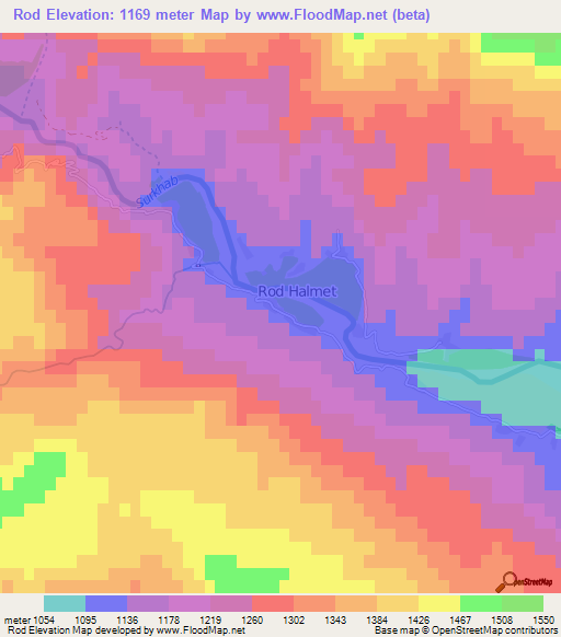 Rod,Afghanistan Elevation Map