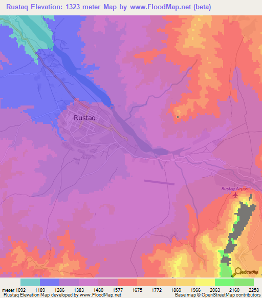 Rustaq,Afghanistan Elevation Map